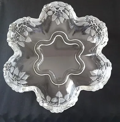 Mikasa Carmen Crystal Flower And Etched Leaves 10.25  6 Petal Bowl • $30