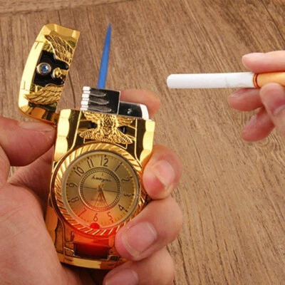 £5.84 • Buy UK Windproof Jet Lighter With Light &Quartz Clock Refillable Lighter Gift Flame