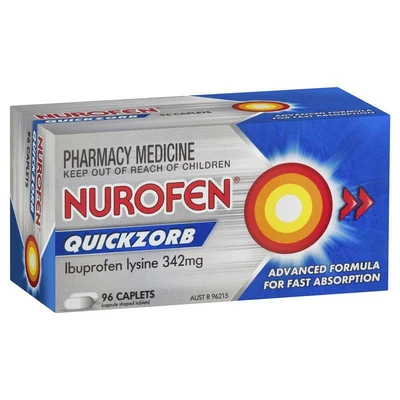 $42.95 • Buy Nurofen Ibuprofen Quickzorb Fast Effective Pain Relief 342mg 96 Caplets