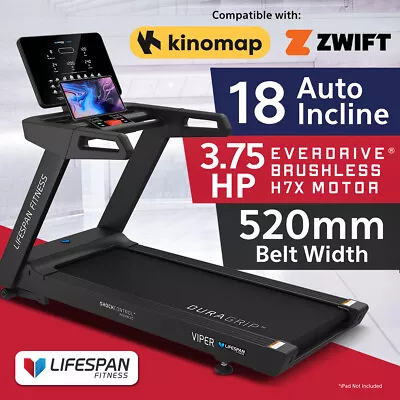 $2649 • Buy Lifespan Fitness VIPER M4 Brushless EverDrive 3.75CHP Motor FitLink ZwiftKinomap