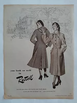 Vintage Australian Advertising 1950 Ad RESTELL CLOTHING COLLECTION Coat Art  • $14.95