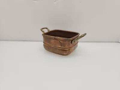 Vintage Small Copper 2 Riveted Brass Handles Trinket Pot Cottage  • $17.99