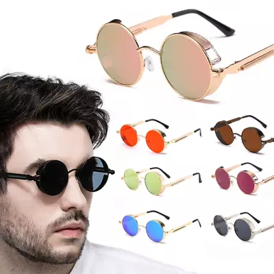 $12.49 • Buy Mens Womens Vintage Polarized Steampunk Sunglasses UV400 Retro Round Sun Glasses