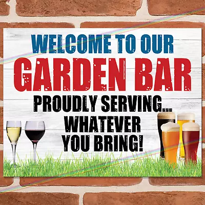 GARDEN BAR Funny Metal Signs Vintage Retro Yard Shed Garage Wall Plaque Tin Sign • £3.95