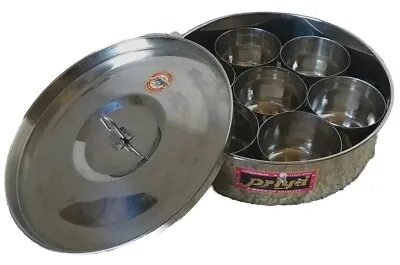 Masala Dabba Indian Spice Box 7 Cups Container Tin Stainless Steel  Priya EUC • $17.10