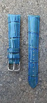 18mm Blue PATENT Genuine Leather Aligator Embos Interchangeable Watch Band Strap • $9.45