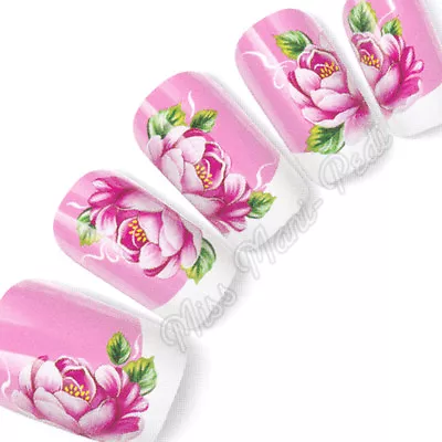 £2.15 • Buy Pink Rose Nail Stickers, Water Decals, Nail Decals, Transfers, Roses, Peony G140