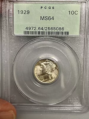 1929 Mercury Dime MS64 PCGS Old Green Holder Undergraded?? Well Struck Overall • $89