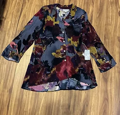 Habitat Clothes To Live In Top Women XL Autumn Floral Button Up Blouse NWT • $35