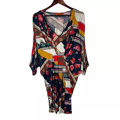 VOOM By Joy Han Size Medium Dress USA Blouson Mini  Multicolor Floral Kaftan • $38