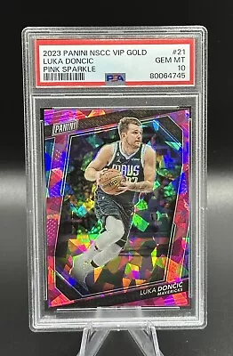 2023 The National VIP Gold LUKA DONCIC Pink Cracked Ice Prizm /75 🔥 PSA 10 🔥 • $149.99