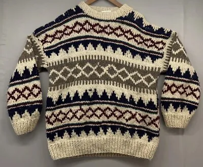 World Class Inc 100% Wool Handmade Sweater Mens LARGE -Made Ecuador-Fair Isle • $25.46