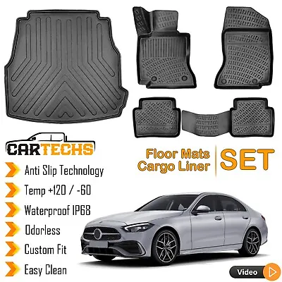 Floor Mats + Cargo Trunk Liner For Mercedes C-Class W206 2021-2024 3D Molded SET • $139.90