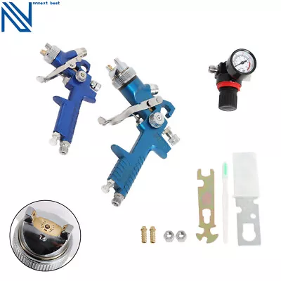 2 X HVLP Spray Gun Kit Gravity Feed Vehicle Car Paint 1.4MM 0.8MM Nozzle New • $55.76