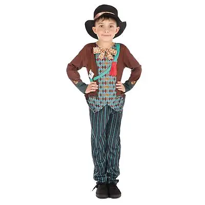 Kids Mad Hatter Boy Costume Fancy Dress Alice In Wonderland Book Week Outfit • £11.99