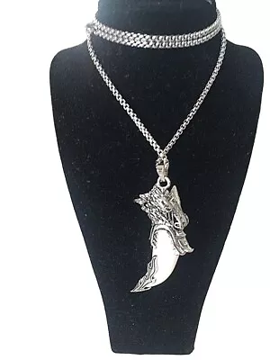 Brave Man Wolf Tooth Necklace Gothic Pendant Man Punk Tribal Animal UK • $5.04