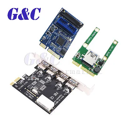 Mini 4 Port PCI-E Card Slot Express Expansion To USB 2.0 USB 3.0 Adapter Card • $3.20