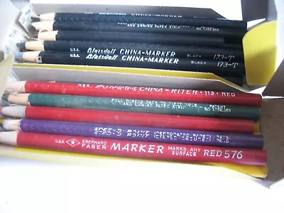 Vintage Blaisdell China Markers Black Red Green Yellow  Nick Pull Grease Pencils • $26.55