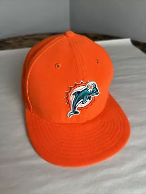 Miami Dolphins New Era Orange Fitted Baseball Sideline Hat Cap 7 3/8  NFL • $9.88