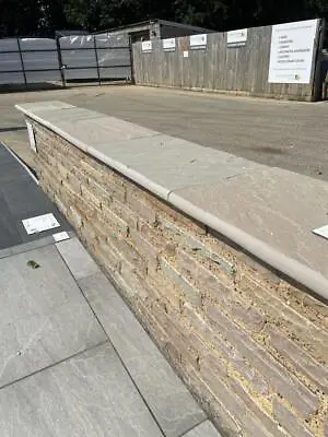 Coping Stones - Raj Green Sandstone Wall Capping - Rounded Bullnosed Edges • £19.20