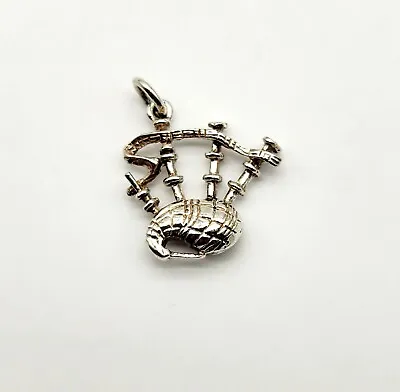 Vintage Scottish Bagpipes Sterling Silver Musical Highlands Charm Pendant - 2.0g • $17