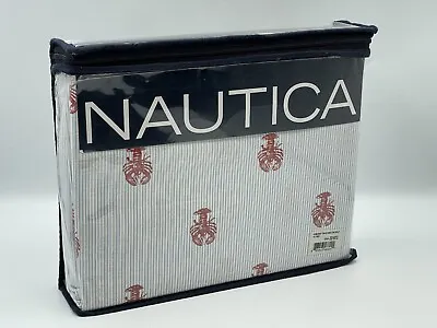 £29.99 • Buy Nautica Somersby Twin Sheet Set 100% Cotton Blue Stripe With Red Lobster Design