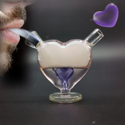 7cm Mini Purple Heart Shaped Pipe Glass Bong Glass Hookah Smoking Water Pipe • $10.44
