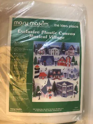 Mary Maxim Plastic Canvas Needlepoint Musical Village Town Hall Christmas NEW • $14.99