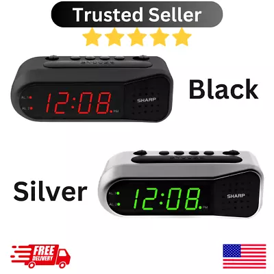 Sharp Electric Digital Dual Alarm Clock Battery Backup Led Large Display Snooze • $15