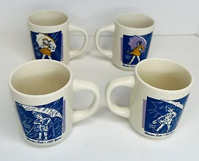 4 Morton Salt Girl Coffee Cup Mug 1914 1921 1956 1968 When It Rains It Pours  • $14.99