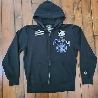 METAL MULISHA Hoodie Adult M Black Blue Skull Zipper Full Zip Sweater Jacket • $29.95