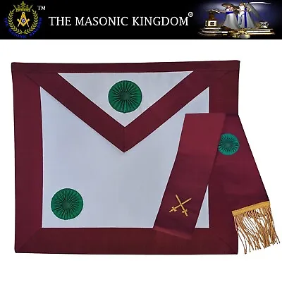 Knight Mason Hand Embroidered Apron & Sash | Maroon | Unique Quality Regalia • $39.11
