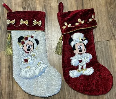 Walt Disney World Mickey & Minnie Mouse Victorian Christmas Stockings (2) — Rare • $75