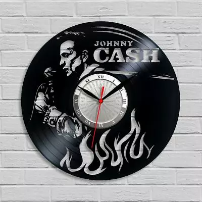 Johnny Cash Vinyl Record Wall Clock Gift Idea Birthdays Decor • $24.99