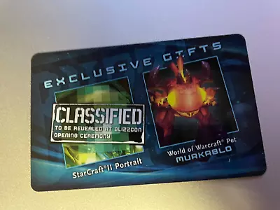 BLIZZCON 2011 WoW WORLD OF WARCRAFT MURKABLO PET LOOT CARD CODE - UNUSED/NEW • $274.99