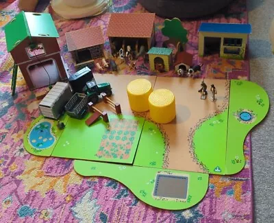 Vintage ELC Wooden Farm Yard Set With Base Buildings Animals & People • £35