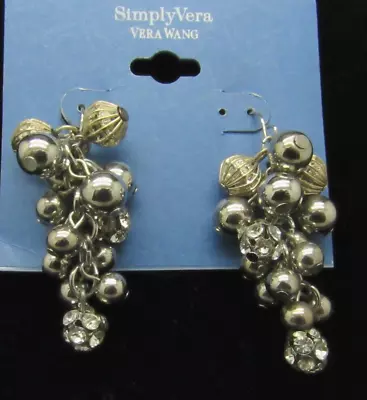 Vera Wang  Simply Now Silvver Tone Dangle Ball Earrings New On Card • $7.99