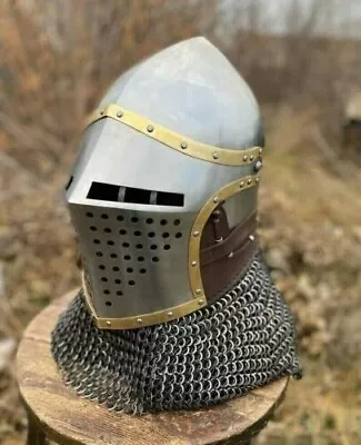 Medieval Ancient Warrior Battle Helmet With Chainmail Curtain. • $200