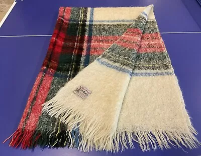 Cree Mills Glen Cree STEWART TARTAN 100% Mohair Throw Blanket Made In Scotland • $59.95