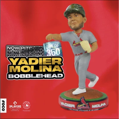 $195 • Buy Yadier Molina St Louis Cardinals First Career Pitching Appearance Bobblehead!!