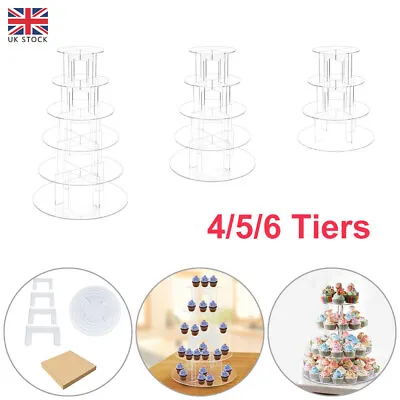 Clear Acrylic Round Cupcake Stand Display Wedding & Party Tier Cup Cake Holder • £29.99