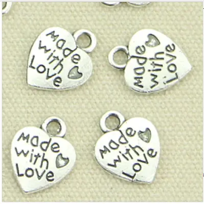 5 Metal Made With Love Loop Sewing Craft Small 10MM Charm Silver Bronze Tags UK  • £3.83