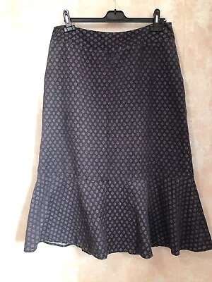 LAURA ASHLEY  Fine Needle Cord Tiered Blue Midi Skirt Peplum Pattern  Size 16 • £14.95