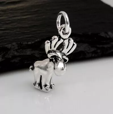 925 Sterling Silver Moose Charm - 3D Moose Elk Charm - Whimsical Moose Jewelry • $16.95