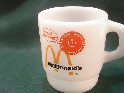 Vintage McDonald's “Good Morning” Fire King Anchor Milk Glass Coffee Mug Cup  • $6.99