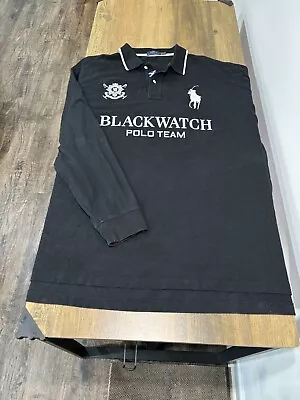 Ralph Lauren Polo Shirt Blackwatch Team Black Long Sleeve Men's Sz 4XLT • $79.99