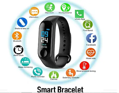 Bluetooth Smart Fitness Bracelet Fitbit Style Heart Rate Monitor Watch Wristband • $12.95