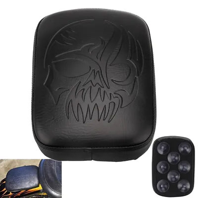 8 Suction Cups Motorcycle Skull Passenger Seat Pad Pillion Black For Harley • $14.86