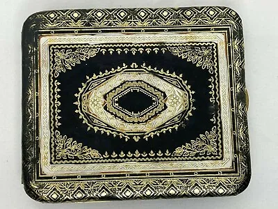 Vintage Florence Italy Misuri Black Leather Wallet Card Holder Embossed Gilt • $24.99