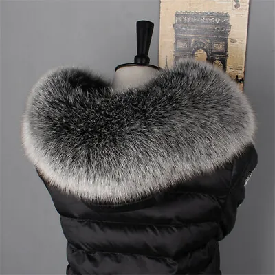 100% Real Fox Fur Collar Genuine Scarves Winter Jackets Hood Trim Warm Shawl • $25.94